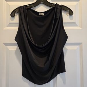 NWOT Free People Top M Sleeveless Cowl Neck Black Sexy Flattering Stretchy